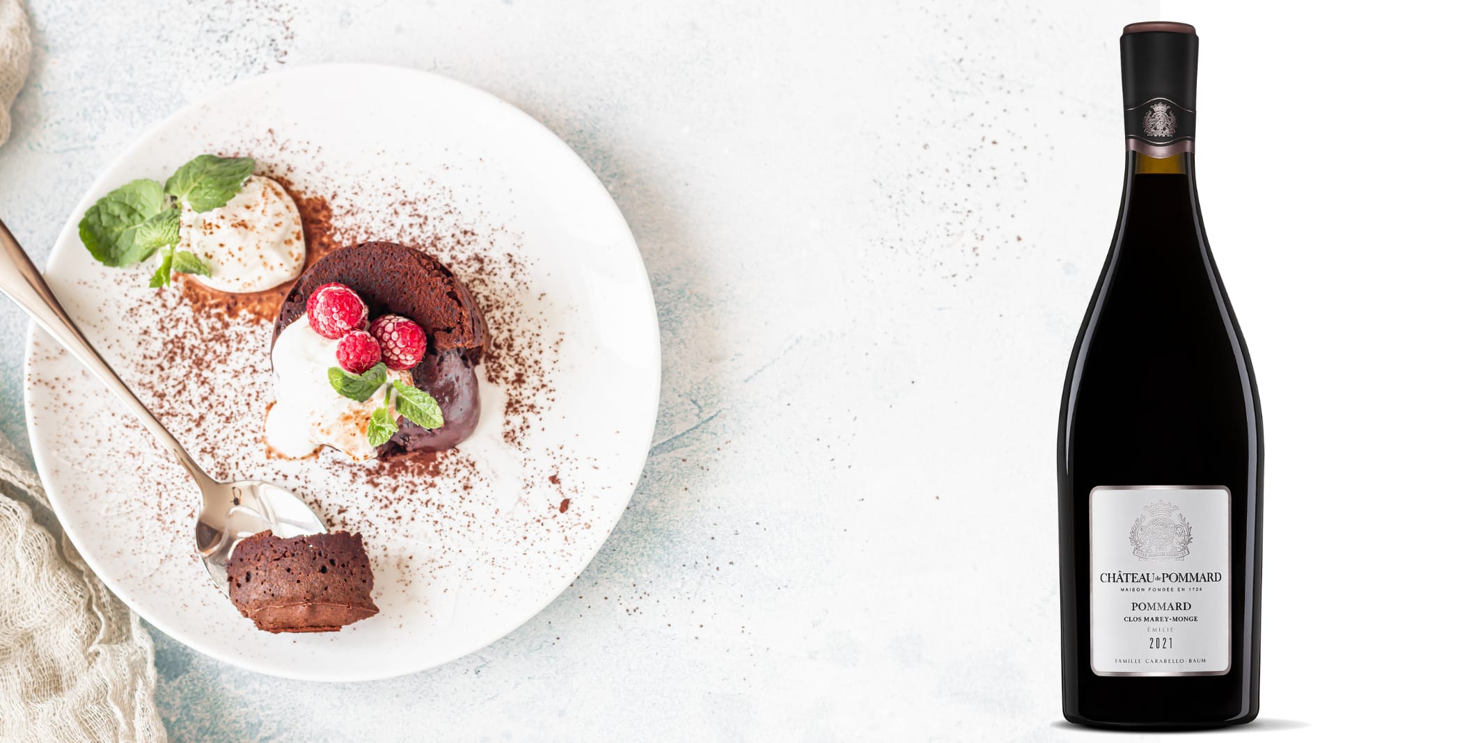 Clos Marey-Monge Émilie 2021 et coulant au chocolat : un accord suave et gourmand